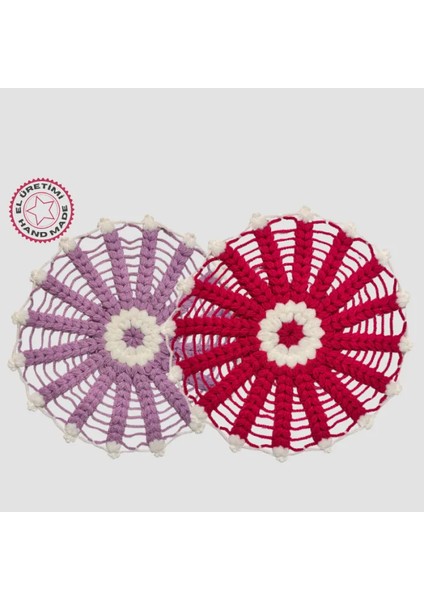 El Örgüsü Banyo Lifi 2li Takım 28CM - Pembe / Lila