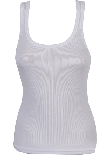 Kadın Fitilli Kaşkorse Kalın Askılı Basic Atlet Beyaz fiyatları