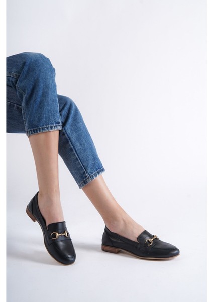 Hakiki Deri Siyah Kadın Deri Loafer TRC58-2001 fiyatları