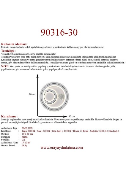 90316-30 Plofonyer Led Avize(Beyaz Işık -Sarı Işık - Gün Işığı)