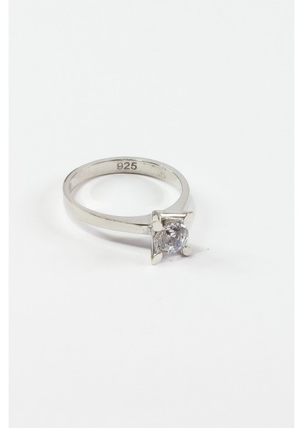 Tek Taş Yüzük 925 Ayar Gümüş