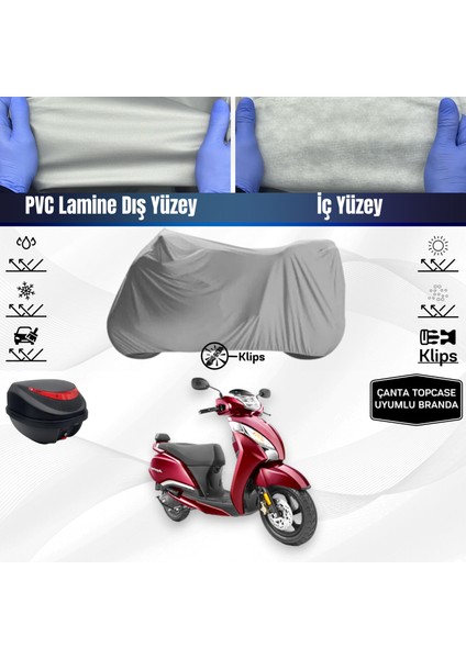 Ultra Shop Tvs Jupiter 125 Uyumlu Motosiklet Brandası Arka Çanta Topcase Uyumlu Motor Branda