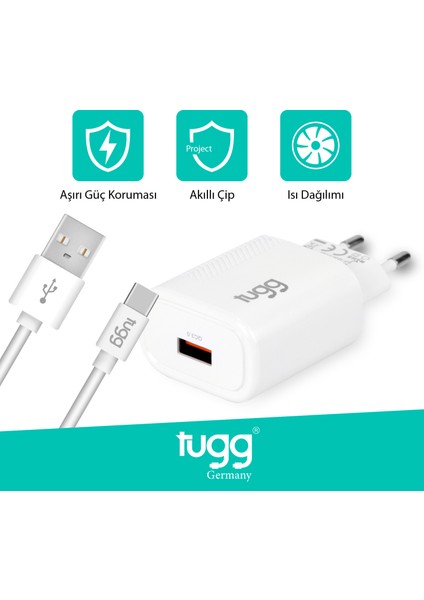 Tugg Germany Orjinal Hızlı Şarj Cihaz Seti 18W Usb-Type-C 104302