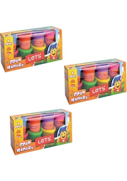 Lets Oyun Hamuru 8 Renk 448 gr L8358 3 Adet