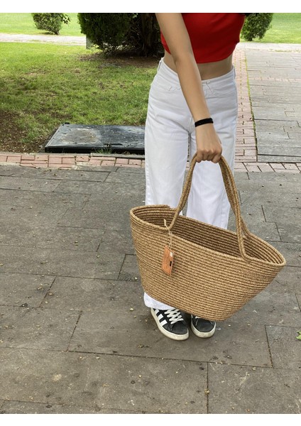 Jüt Hasır Görünümlü El Çantası Plaj Çantası Omuz Çantası modelleri