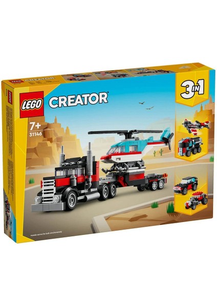 31146 Lego® Creator 3’ü1 Arada Helikopterli Açık Kasa Kamyon 270 Parça +7 Yaş