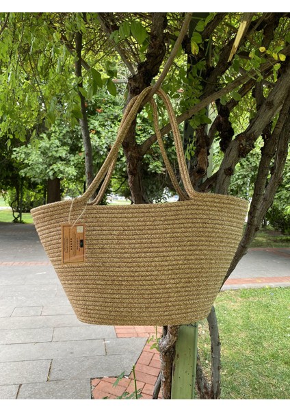 Jüt Hasır Görünümlü El Çantası Plaj Çantası Omuz Çantası fırsatları
