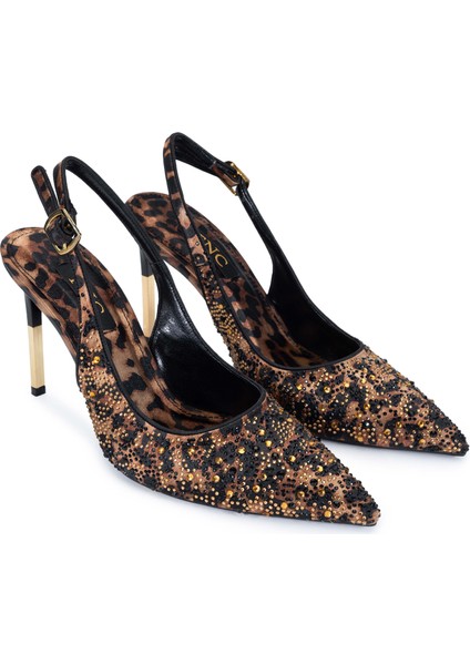 Kadın Vegan Stiletto Ayakkabı 1007 9029 Bn Sndlt Y24 Leopar Tas