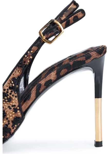 Kadın Vegan Stiletto Ayakkabı 1007 9029 Bn Sndlt Y24 Leopar Tas