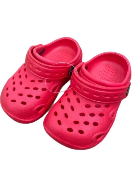 Düz Renk Unisex Bebek Çocuk Kaydırmaz Yumuşak Taban Terlik Kırmızı