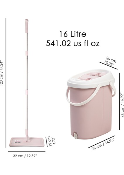 Yüzey Yer Silme Temizlik Seti - Temiz Kirli Su Iki Bölmeli Kova-Dönebilen Tablet Mop Paspas - 8+8 Lt indirimleri