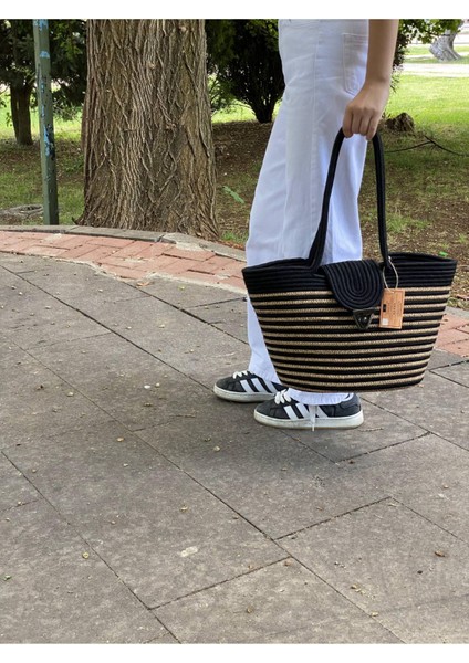 Jüt Hasır Görünümlü El Çantası Plaj Çantası Omuz Çantası modelleri