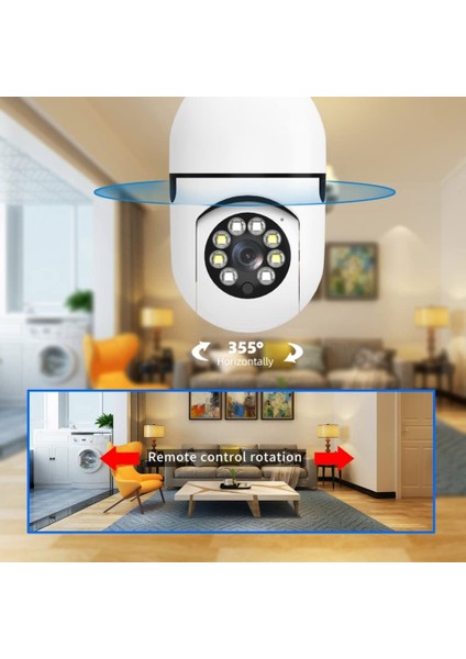 Kablosuz Ip Güvenlik Gözetleme Kamerası Hareket Takipli Panoramik Ampul Kamera