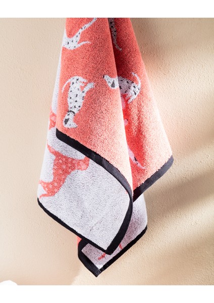 Dalmatien Ipliği Boyalı Yüz Havlusu - Somon - 50X85 cm fiyatları