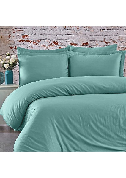 %100 Pamuk 62 Tel (155 TC) Çift Kişilik Nevresim Takımı 150x200cm +30cm Lastikli Çarşaflı (4 Yastık)