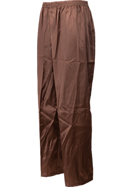 Erkek Saten Kumaş Pijama Pantolon Düz Renk Beli Lastikli Cepsiz Geniş Paça Rahat Kesim indirimleri