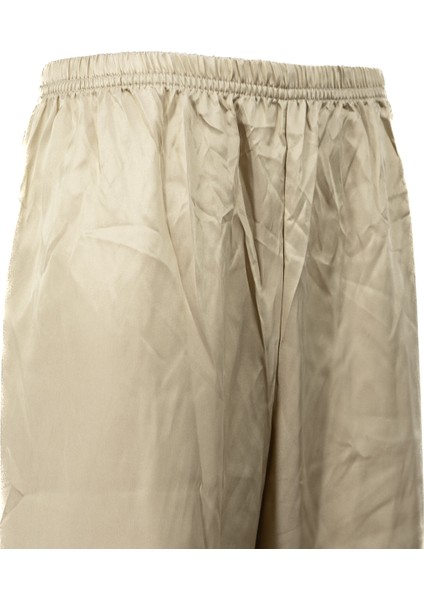Erkek Saten Kumaş Pijama Pantolon Düz Renk Beli Lastikli Cepsiz Geniş Paça Rahat Kesim fırsatları