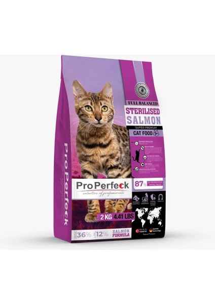 Süper Premium Kısırlaştırılmış Somonlu Portakallı Kedi Maması 2 kg