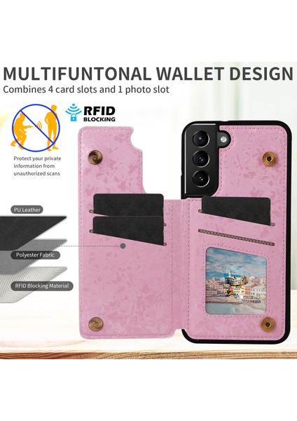 Samsung Galaxy S21 + 5g Için Kickstand Kılıf Desen Baskı Kartı Yuvaları Telefon Arka Kabuk-Gül Çiçek (Yurt Dışından)