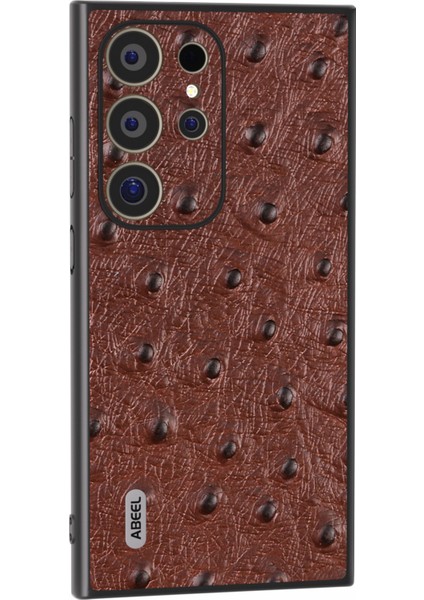 Samsung Galaxy S24 Ultra Kılıf Devekuşu Desenli Hakiki Inek Deri Arka Telefon Kapağı-Kahve (Yurt Dışından) fiyatları