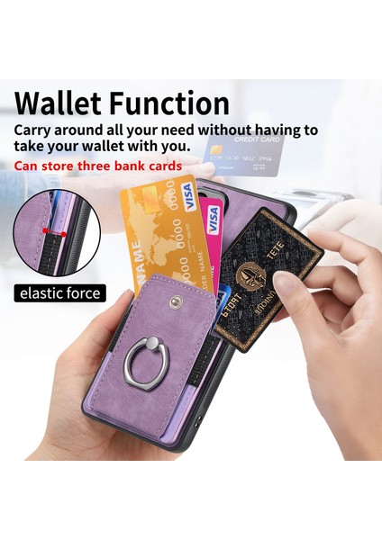 Samsung Galaxy A25 5G(GLOBAL)(161,0 x 76,5 x 8,3mm)Halkalı Kickstand Tpu+Pu Deri Anti-Damla Telefon Kılıfı-Mor (Yurt Dışından)