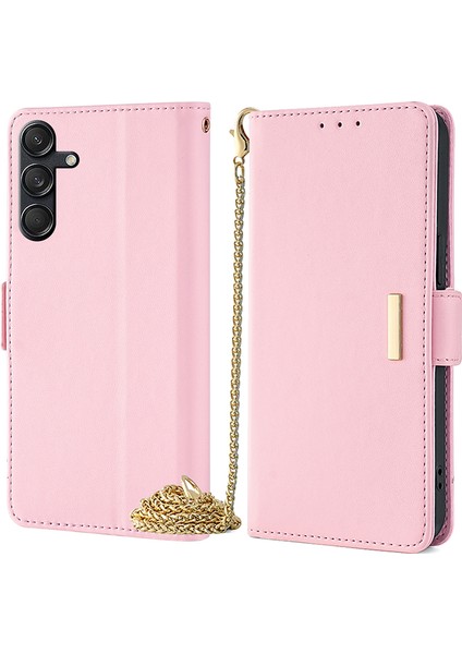 Samsung Galaxy M55 5g Kapak Rfıd Engelleme Telefon Cüzdan Koruyucu Kabuk 2 Askılı-Pembe (Yurt Dışından)