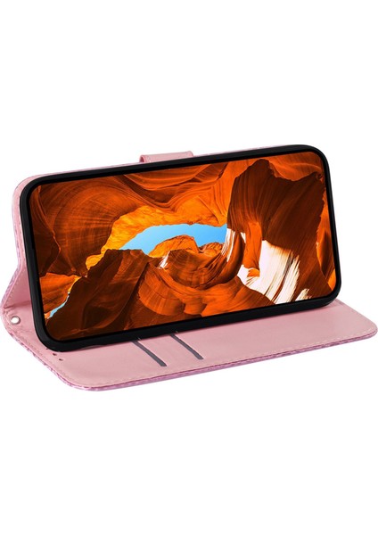Samsung Galaxy M15 5g Deri Kılıf Göz Kamaştırıcı Çiçek Telefon Kılıfı-Pembe (Yurt Dışından)