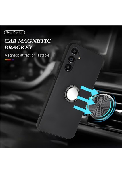 Samsung Galaxy M55 5g Kılıf Için Tpu Düşmeye Lı Cep Telefonu Halkalı Kapak Kickstand-Siyah (Yurt Dışından)