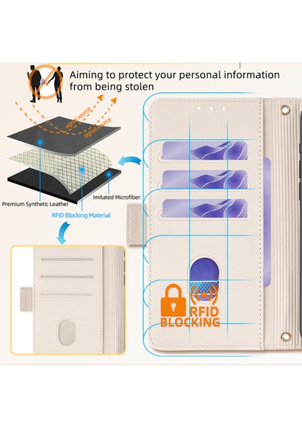 Samsung Galaxy M55 5g Kapak Rfıd Engelleme Telefon Cüzdan Koruyucu Kabuk 2 Askılı-Beyaz (Yurt Dışından) fiyatları