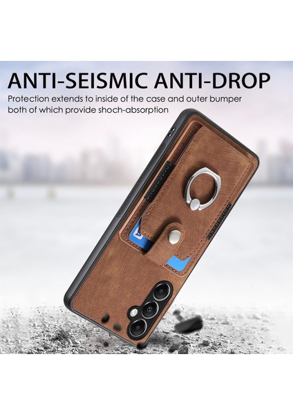 Samsung Galaxy A34 5g Cep Telefonu Kılıfı Kart Tutucu Halka Kickstand Koruma Kapağı-Kahverengi (Yurt Dışından) modelleri