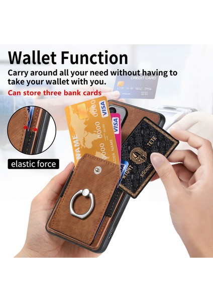 Samsung Galaxy A34 5g Cep Telefonu Kılıfı Kart Tutucu Halka Kickstand Koruma Kapağı-Kahverengi (Yurt Dışından) fırsatları