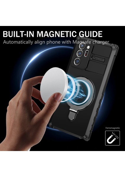 Samsung Galaxy NOTE20 ULTRA/NOTE20 Ultra 5g Kılıf Pc+Tpu Kickstand Manyetik Telefon Kapağı-Siyah (Yurt Dışından)