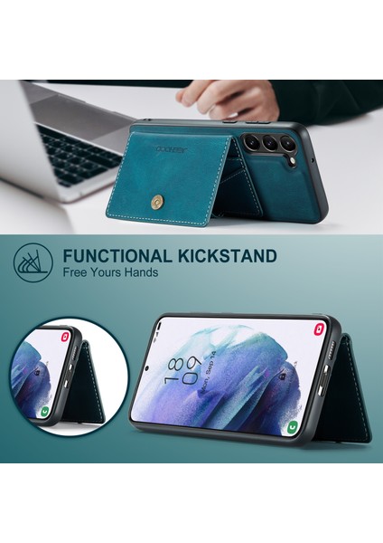 Jeehood Samsung Galaxy S23+ Kılıf Deri Telefon Arka Kapak Manyetik 2'si 1 Arada Çıkarılabilir-Mavi (Yurt Dışından)