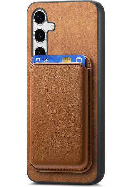 Samsung Galaxy S24+ÇIKARILABILIR Kart Tutuculu Manyetik Telefon Kılıfı-Kahverengi (Yurt Dışından)