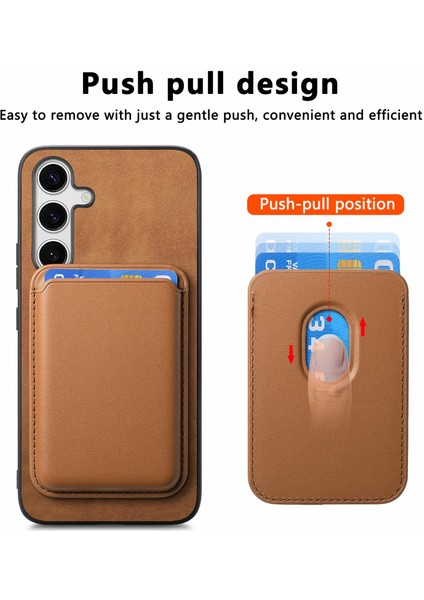 Samsung Galaxy S24+ÇIKARILABILIR Kart Tutuculu Manyetik Telefon Kılıfı-Kahverengi (Yurt Dışından)