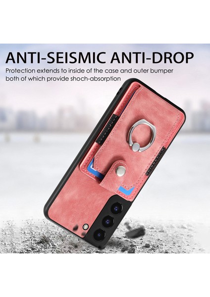 Samsung Galaxy S22 5g Cep Telefonu Kılıfı Halka Tutucu Kickstand Anti-Düşme Kapaklı Kart Tutucu-Siyah (Yurt Dışından) fiyatları