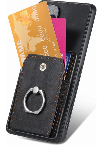 Samsung Galaxy S22 5g Cep Telefonu Kılıfı Halka Tutucu Kickstand Anti-Düşme Kapaklı Kart Tutucu-Siyah (Yurt Dışından) indirimleri