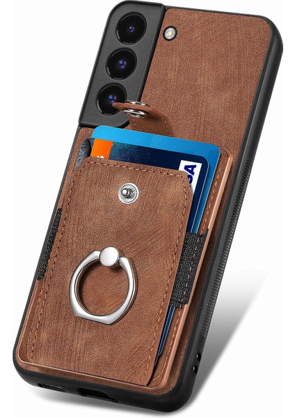 Samsung Galaxy S22 5g Cep Telefonu Kılıfı Için Halka Tutucu Kickstand Anti-Düşme Kapaklı Kart Tutucu-Kahverengi (Yurt Dışından) fırsatları