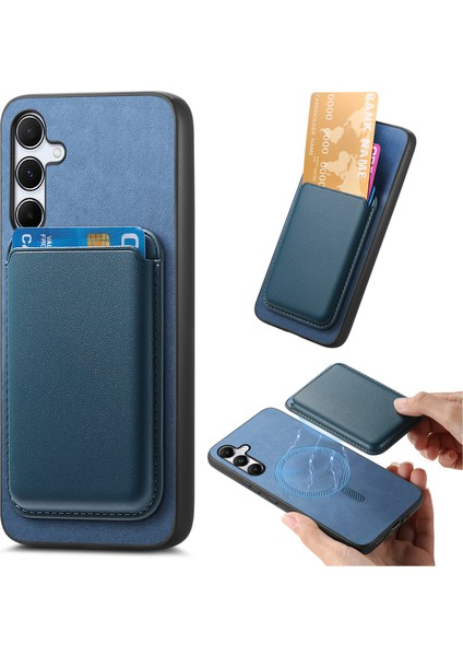 Samsung Galaxy A35 5g Kılıf Çıkarılabilir Kart Tutucu Manyetik Telefon Kapağı-Mavi (Yurt Dışından)