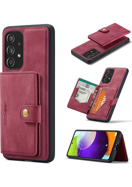 Jeehood Samsung Galaxy A53 5g Kılıf Deri Telefon Arka Kapak Manyetik Çıkarılabilir Kart Çantası-Kırmızı (Yurt Dışından)