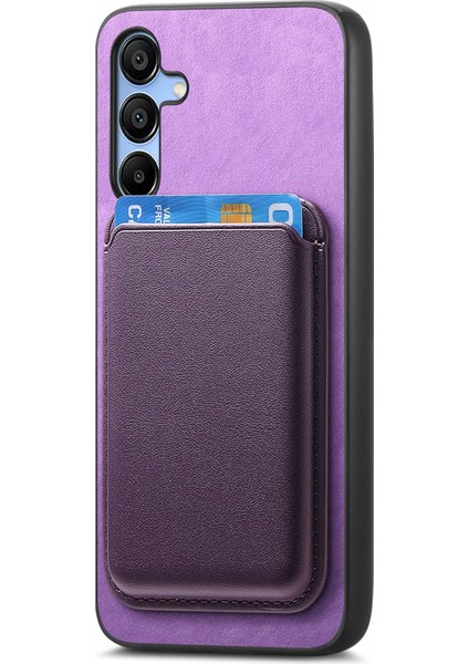 Samsung Galaxy A25 5g (Global) (161.0 x 76.5 x 8.3mm) Kart Çantalı Manyetik Telefon Kılıfı-Mor (Yurt Dışından)