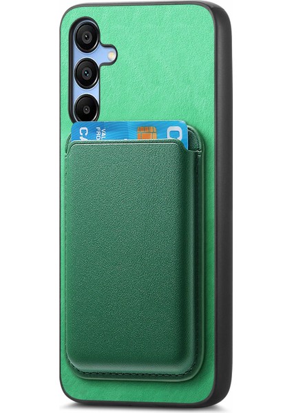 Samsung Galaxy A25 5g (Global) (161.0 x 76.5 x 8.3mm) Kart Çantalı Manyetik Telefon Kılıfı-Yeşil (Yurt Dışından) fiyatları