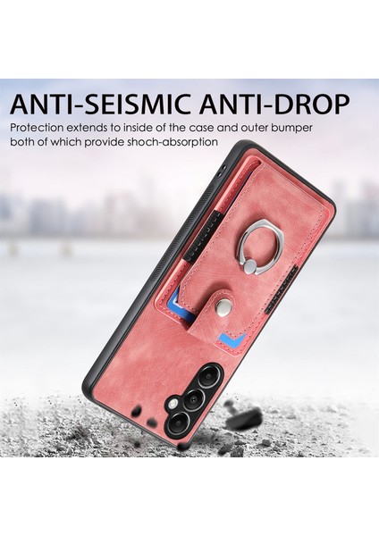 Samsung Galaxy A34 5g Cep Telefonu Kılıfı Kart Tutucu Halka Kickstand Koruma Kapağı-Pembe (Yurt Dışından) modelleri