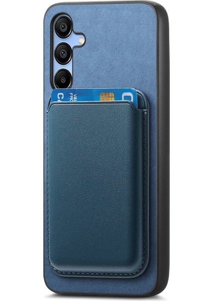 Samsung Galaxy A15 4g/5g Manyetik Kılıf Çıkarılabilir Kart Çantası Deri Arka Kapak-Mavi (Yurt Dışından)
