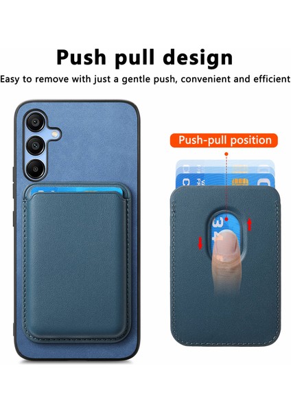 Samsung Galaxy A15 4g/5g Manyetik Kılıf Çıkarılabilir Kart Çantası Deri Arka Kapak-Mavi (Yurt Dışından)