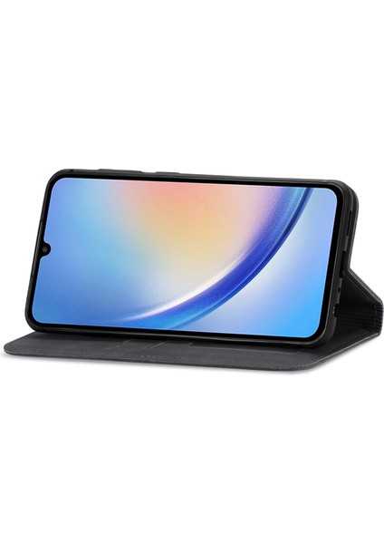 Samsung Galaxy A05S 4g Kılıf Için Cilt Dokunmatik Duygu Manyetik Kapanış Pu Deri Halkalı Telefon Kılıfı Kapak-Siyah (Yurt Dışından)