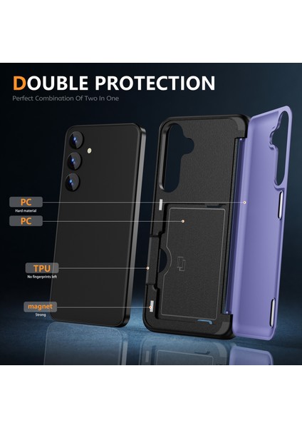 Samsung Galaxy S24 Tpu+Pc Kılıfı Kart Yuvalı Telefon Kapaklı Flip Kickstand-Açık Mor (Yurt Dışından) modelleri