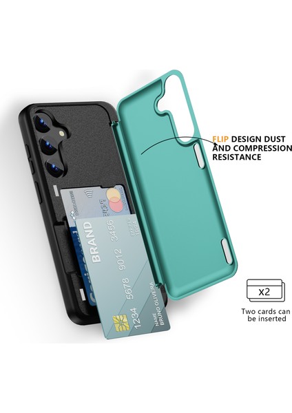 Samsung Galaxy S24 Tpu+Pc Kılıfı Kart Yuvalı Telefon Kapağı Flip Kickstand-Cyan (Yurt Dışından) fiyatları