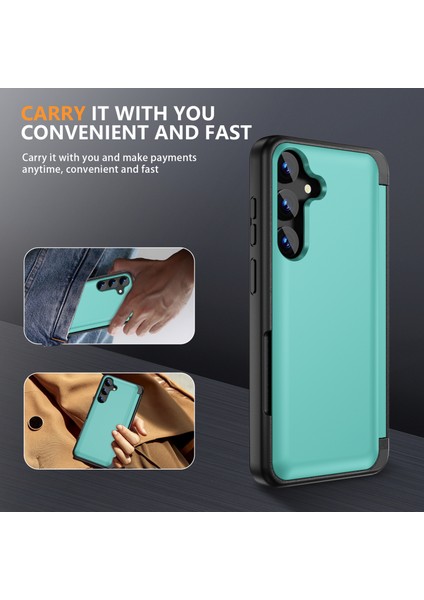 Samsung Galaxy S24 Tpu+Pc Kılıfı Kart Yuvalı Telefon Kapağı Flip Kickstand-Cyan (Yurt Dışından) indirimleri