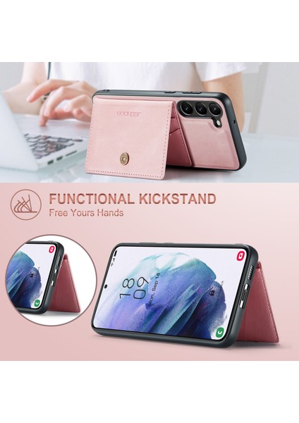 Jeehood Samsung Galaxy S23+ Kılıf Deri Telefon Arka Kapak Manyetik 2'si 1 Arada Çıkarılabilir-Pembe (Yurt Dışından)